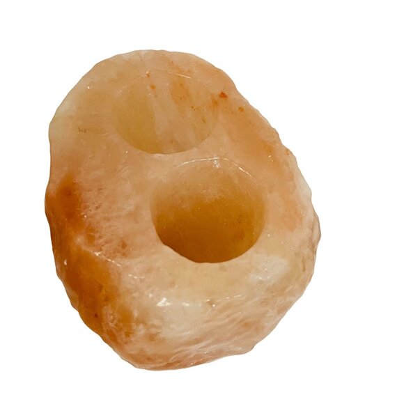Natural Himalayan Salt Tea Light Candle Holder 2 Holes - Picture 1 of 6